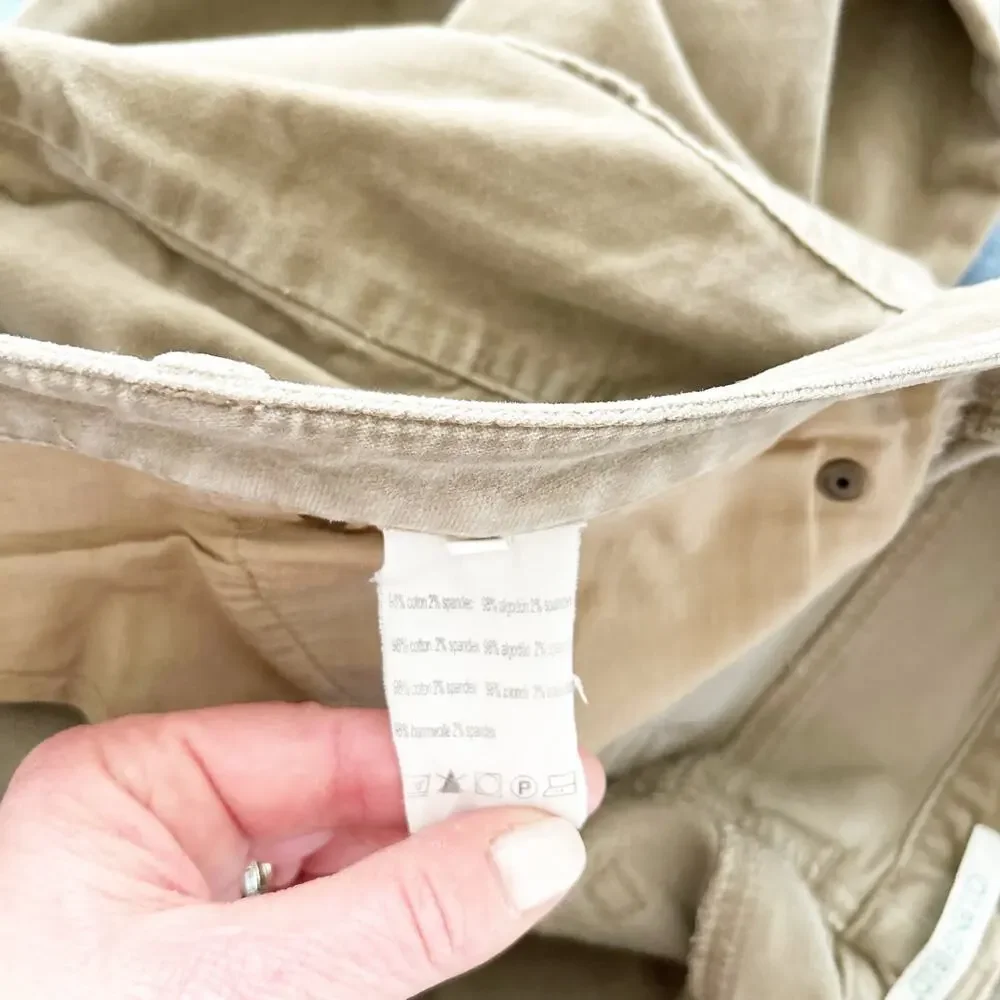 Glenfield Men's Straight Leg Pants Khaki Stretch Corduroy Cotton Blend Size 42